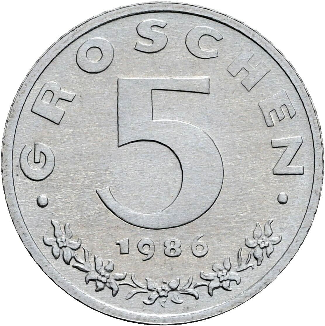 5 Groschen 1986 – Vorderseite