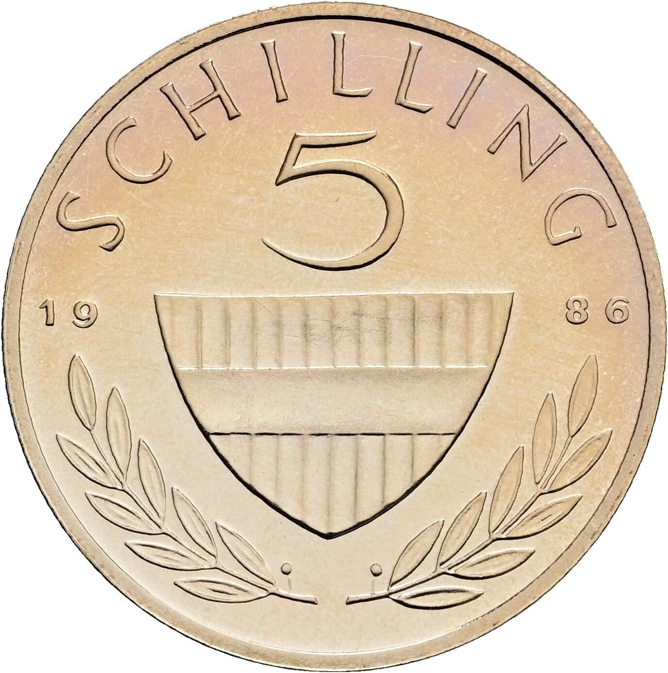 5 Schilling 1986 – Vorderseite