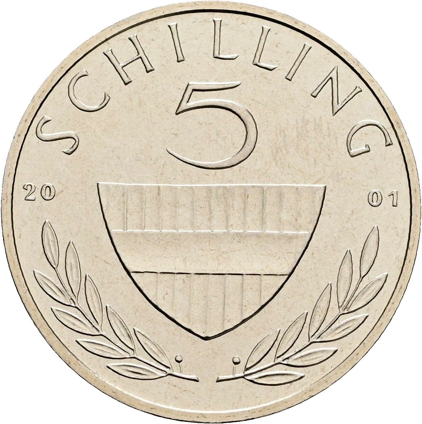 5 Schilling 2001 – Vorderseite