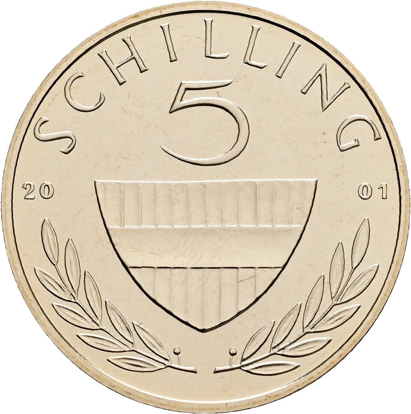 5 Schilling 2001 – Vorderseite