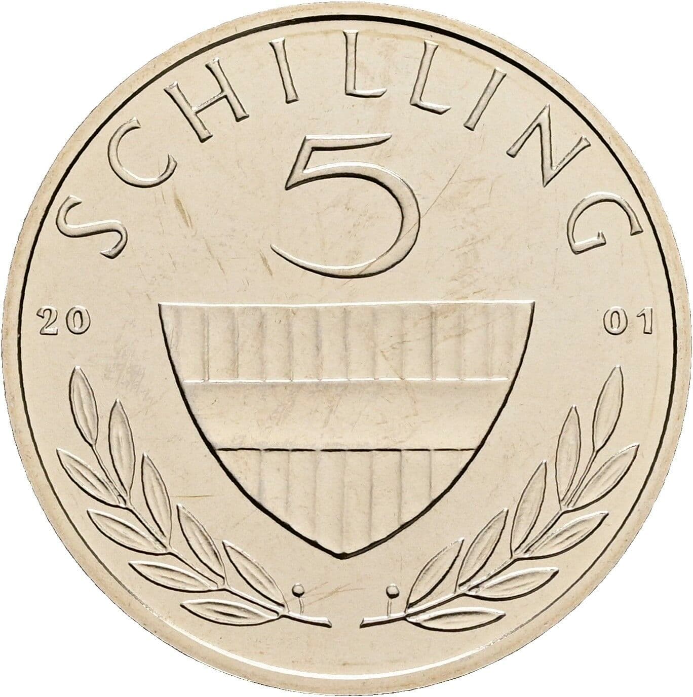 5 Schilling 2001 – Vorderseite