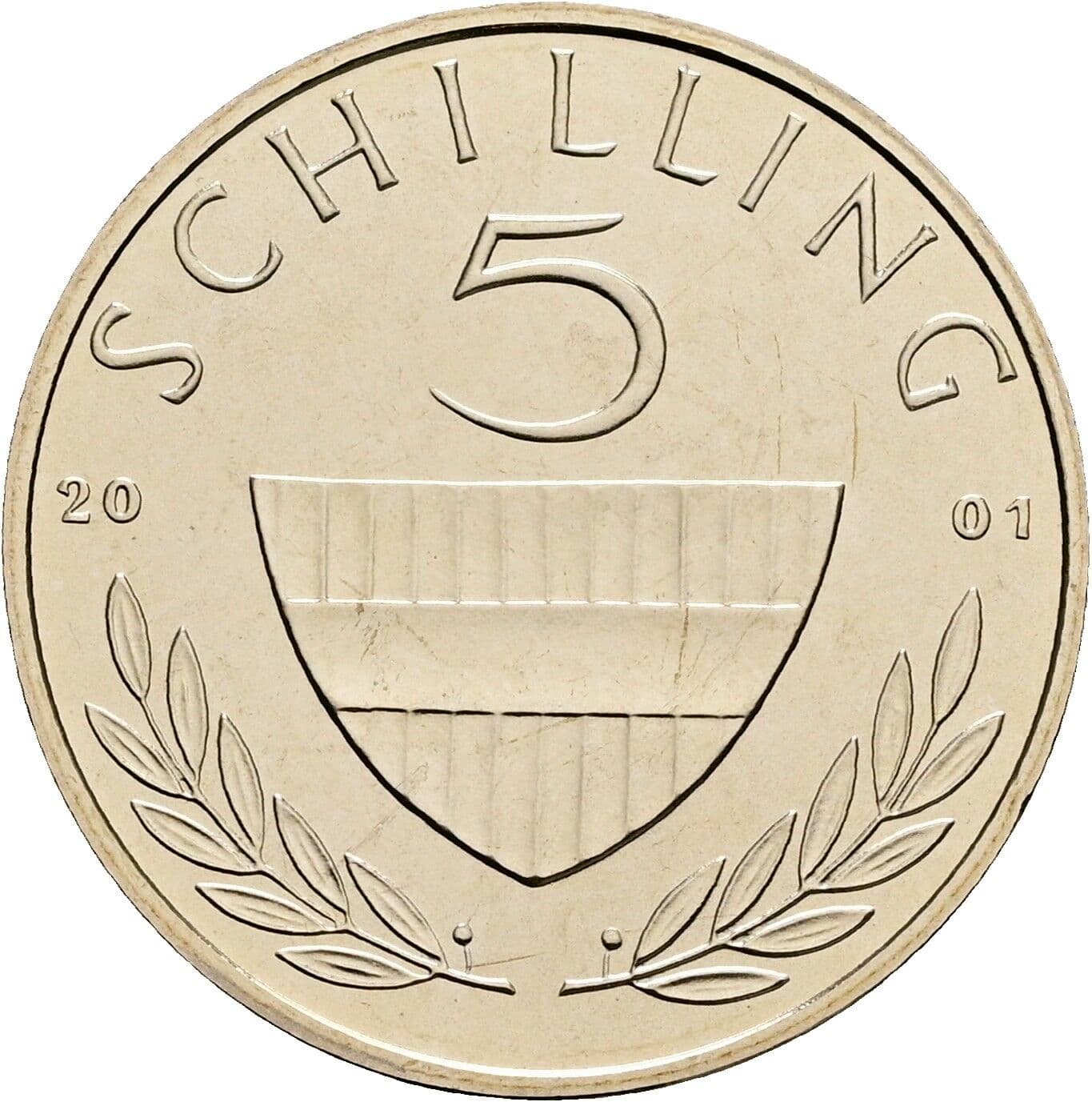 5 Schilling 2001 – Vorderseite