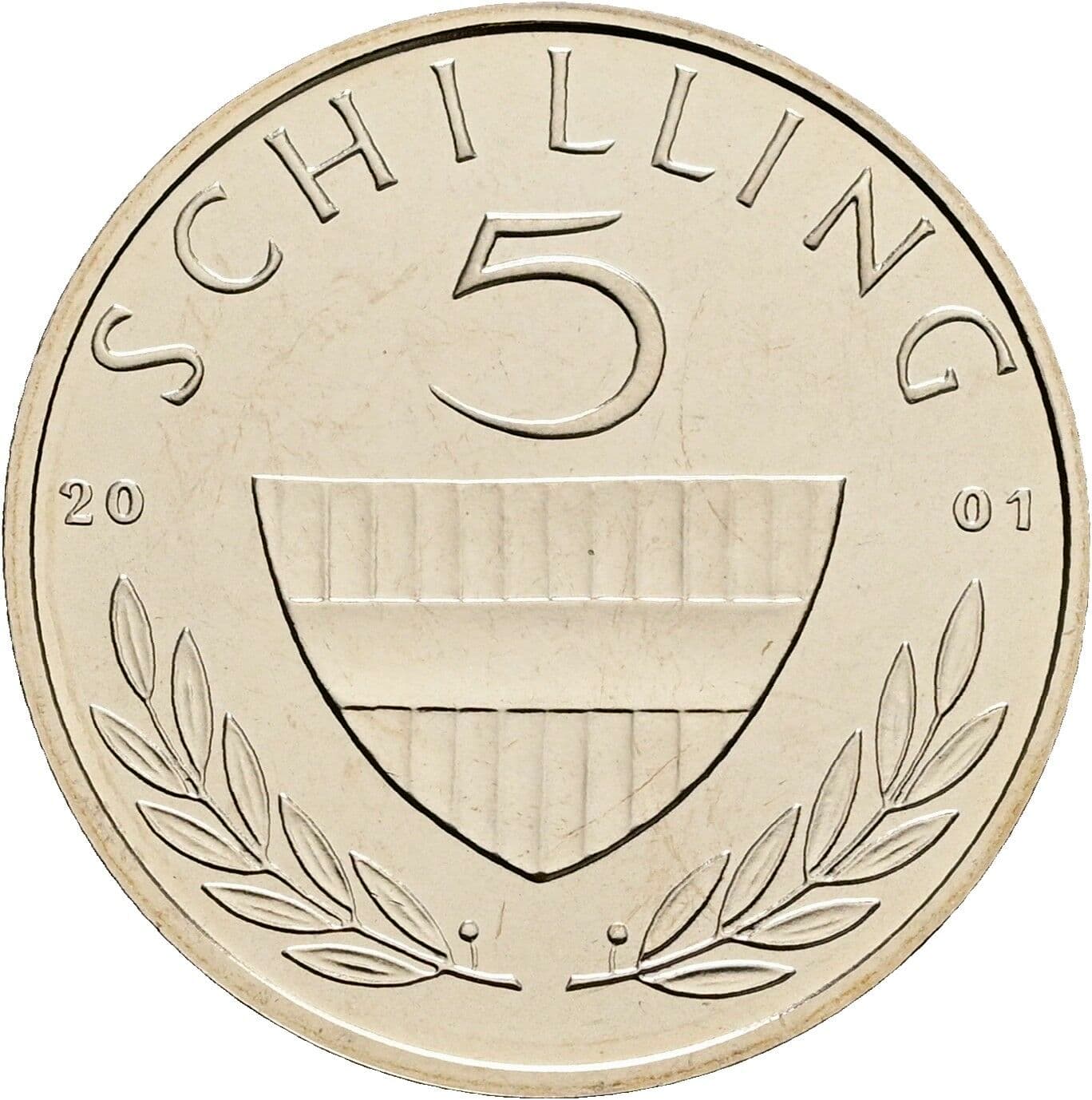 5 Schilling 2001 – Vorderseite