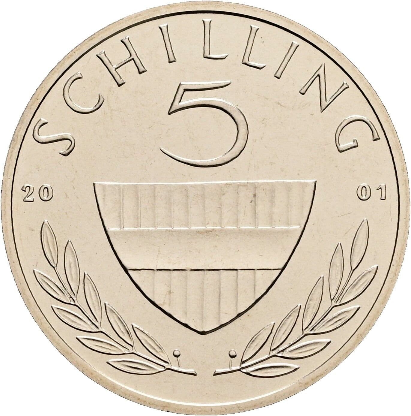 5 Schilling 2001 – Vorderseite