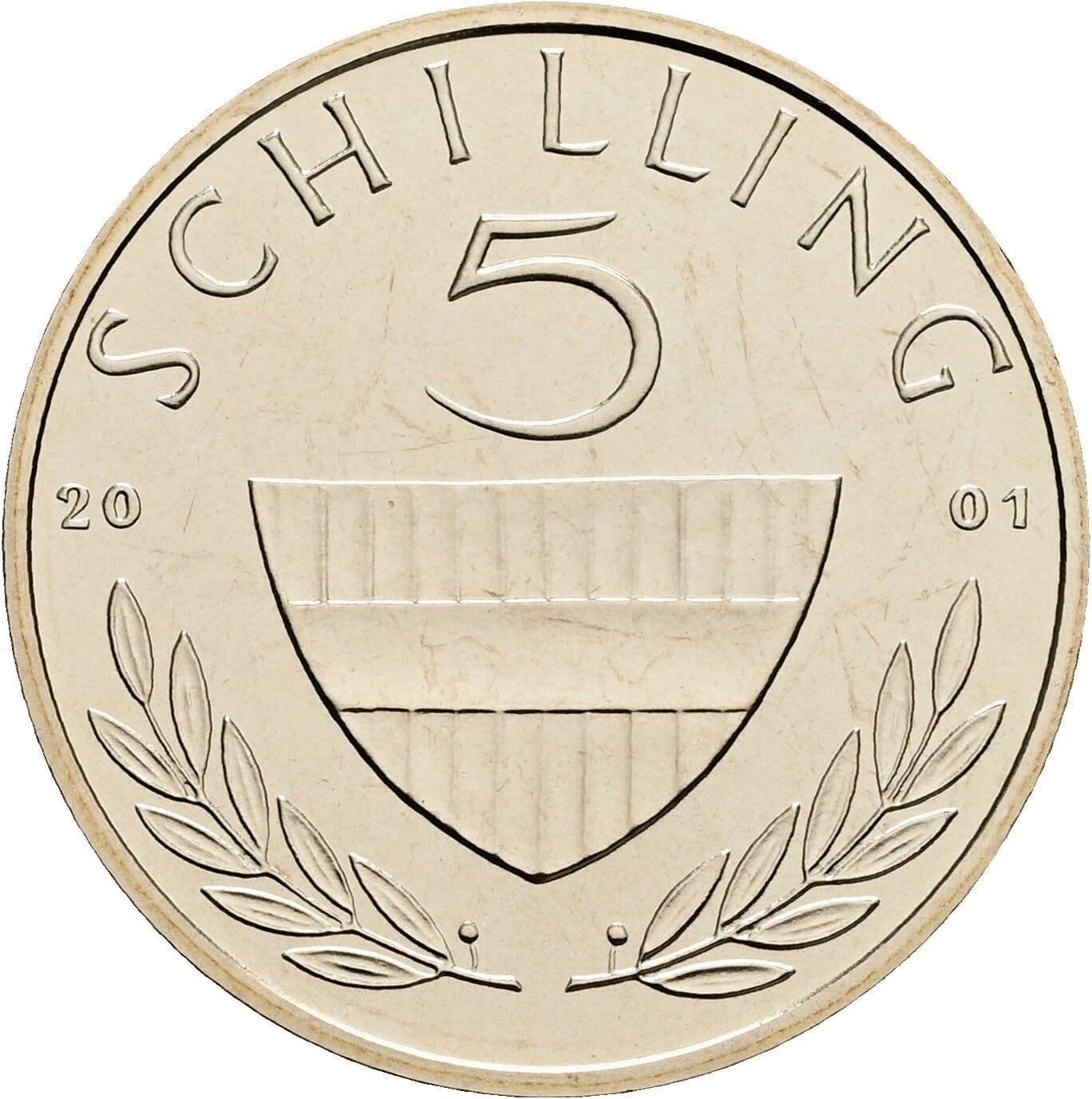 5 Schilling 2001 – Vorderseite