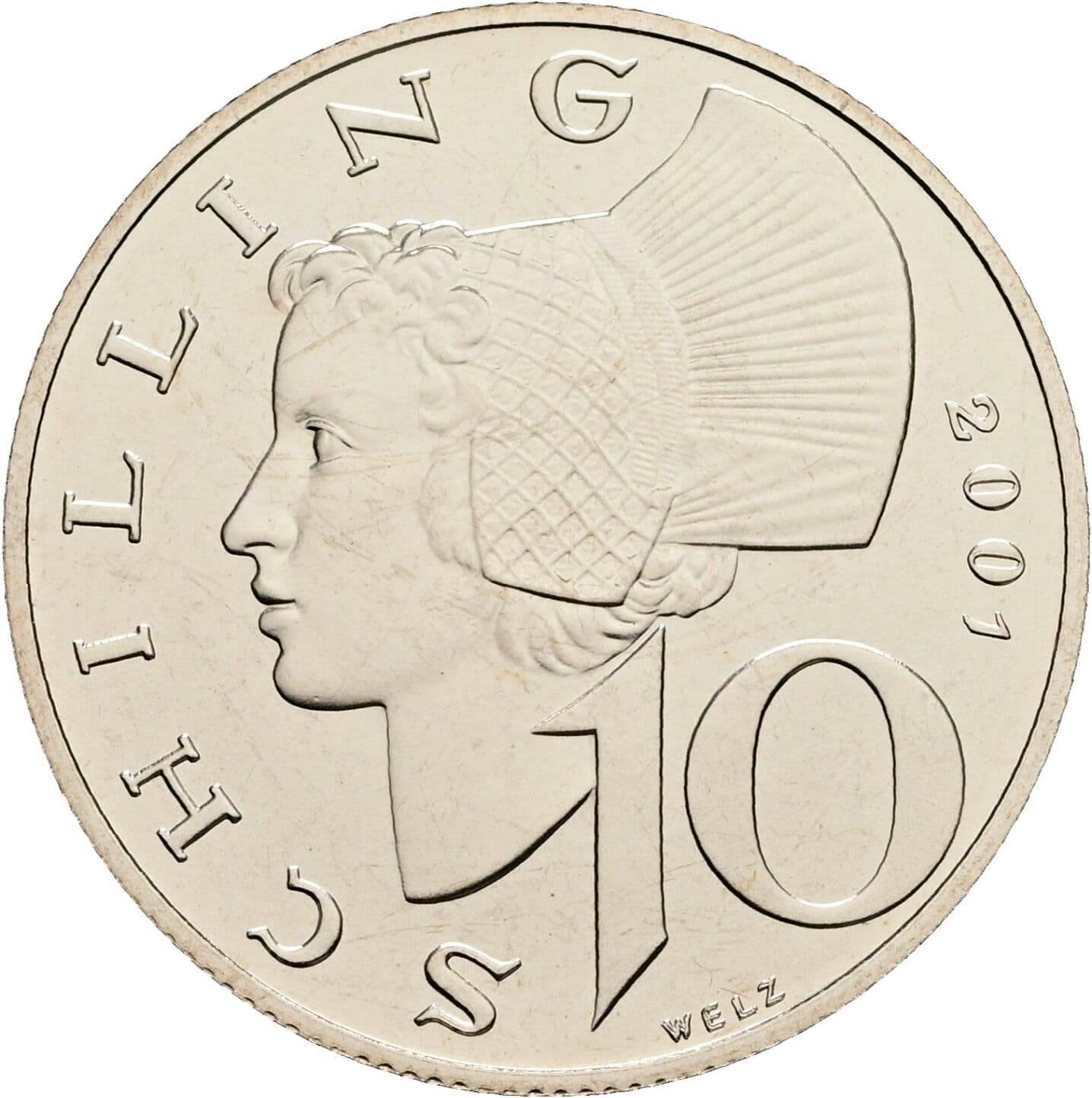 10 Schilling 2001 – Vorderseite