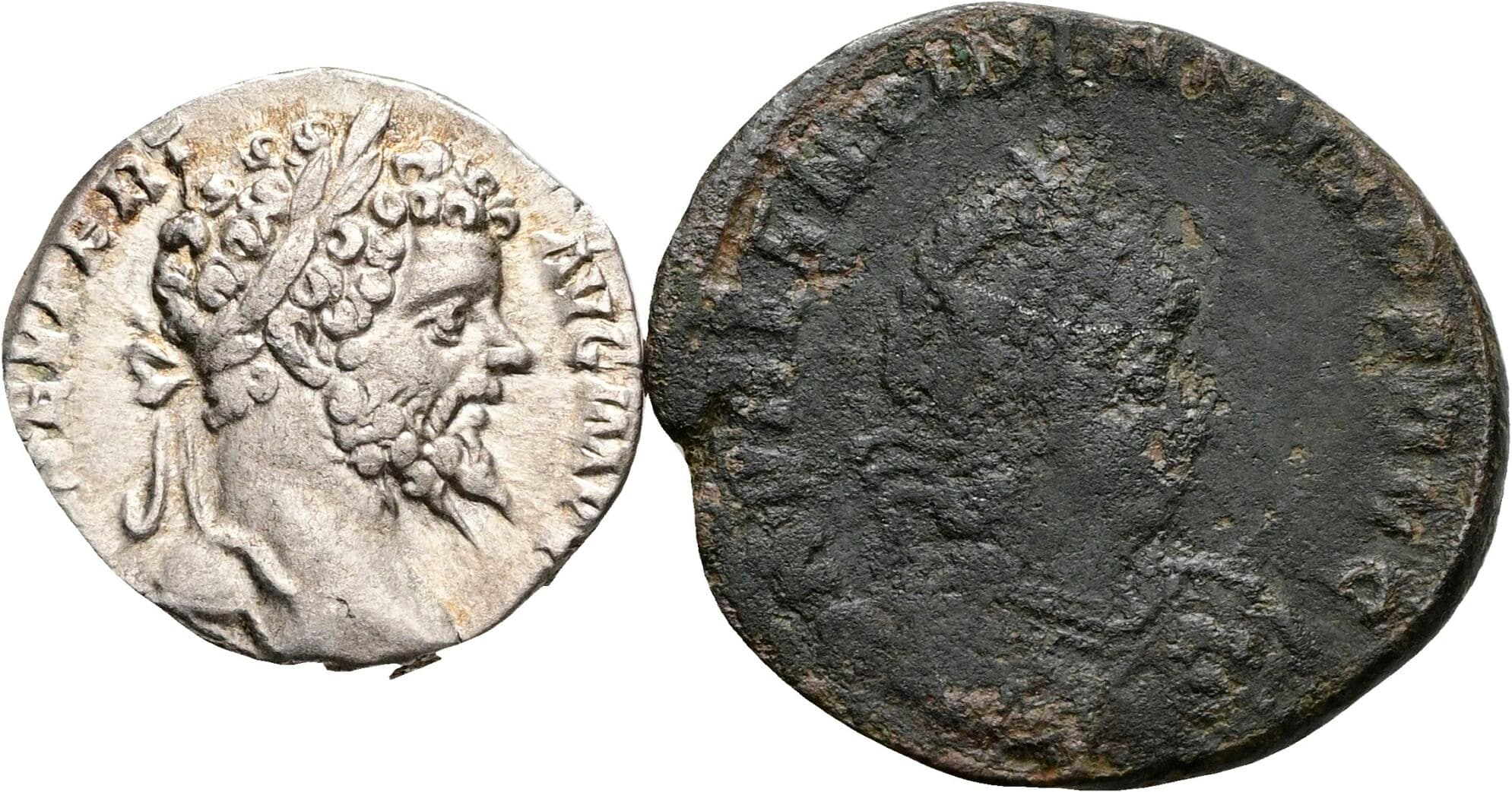 Lot 2 Stück Münzen (1x Denar + 1x Mittelbronze)