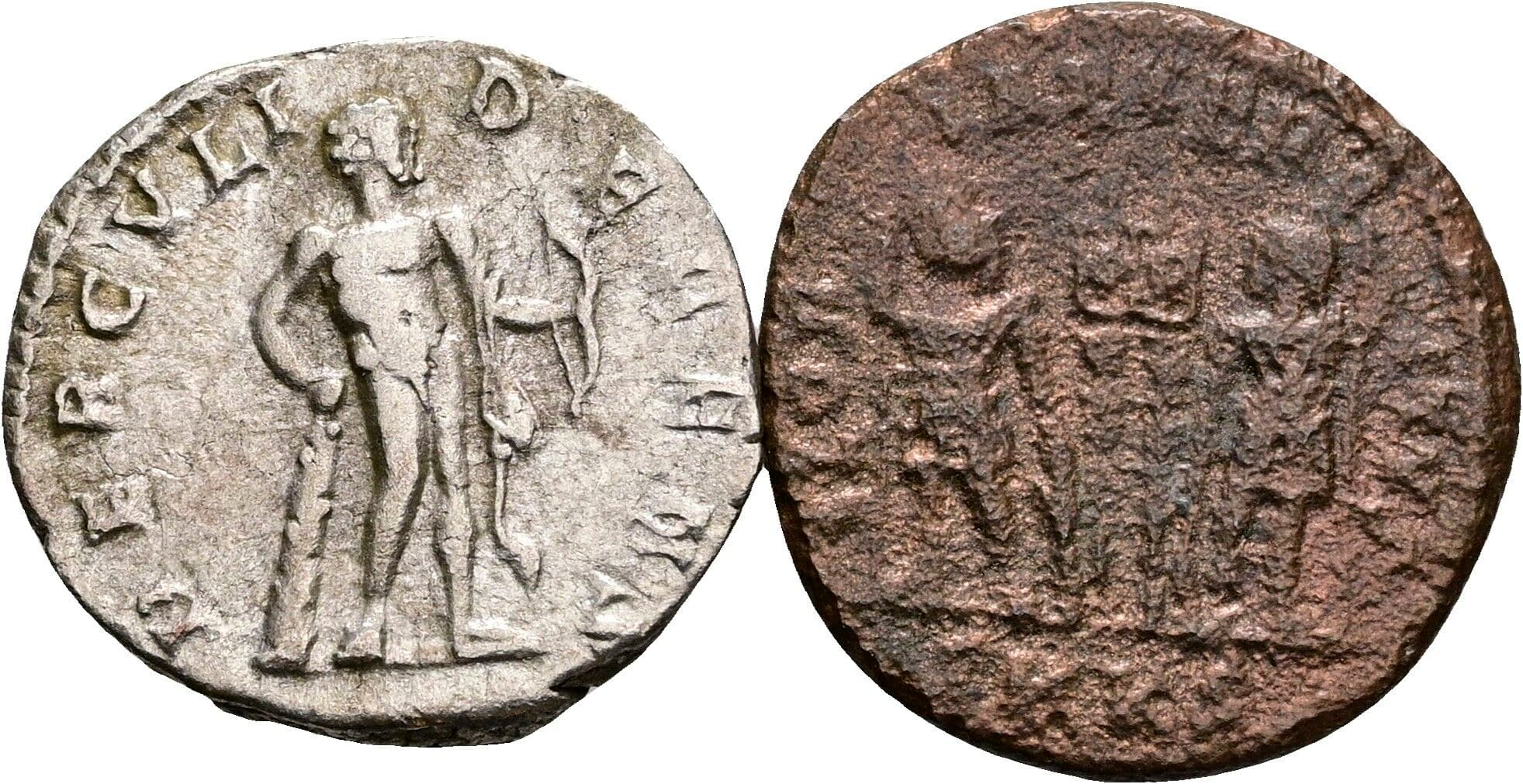 Lot 2 Stück Münzen (1x Denar+1x Follis)