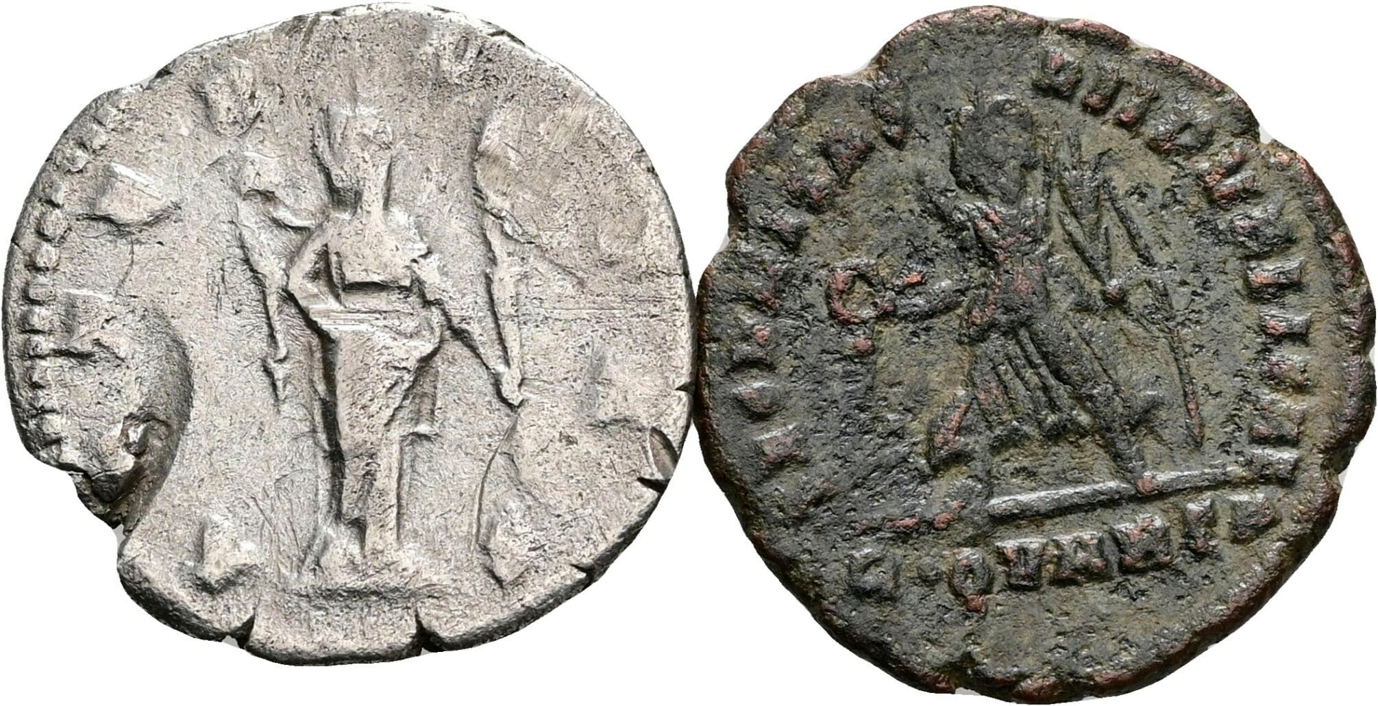 Lot 2 Stück Münzen (1x Denar+1x Kleinbronze)