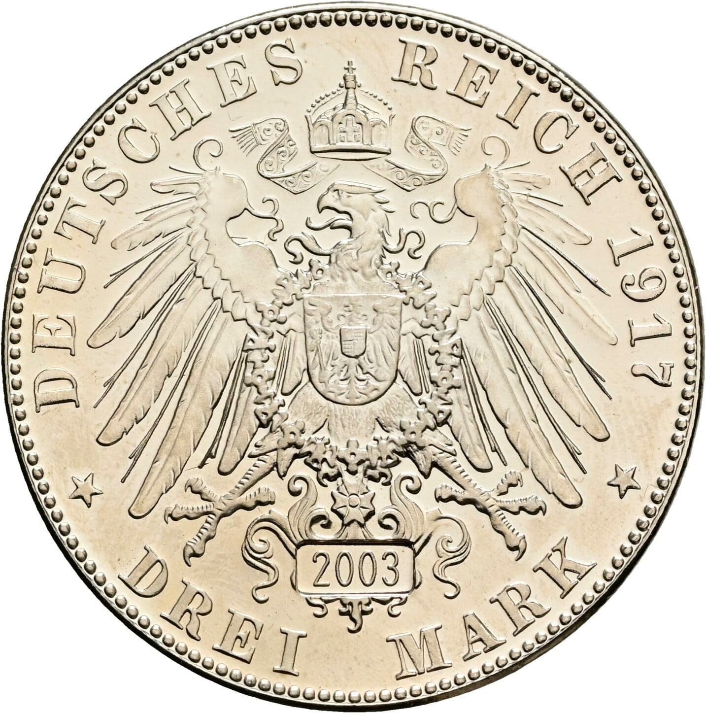 3 Mark Nachprägung 1917/2003 NP – Rückseite