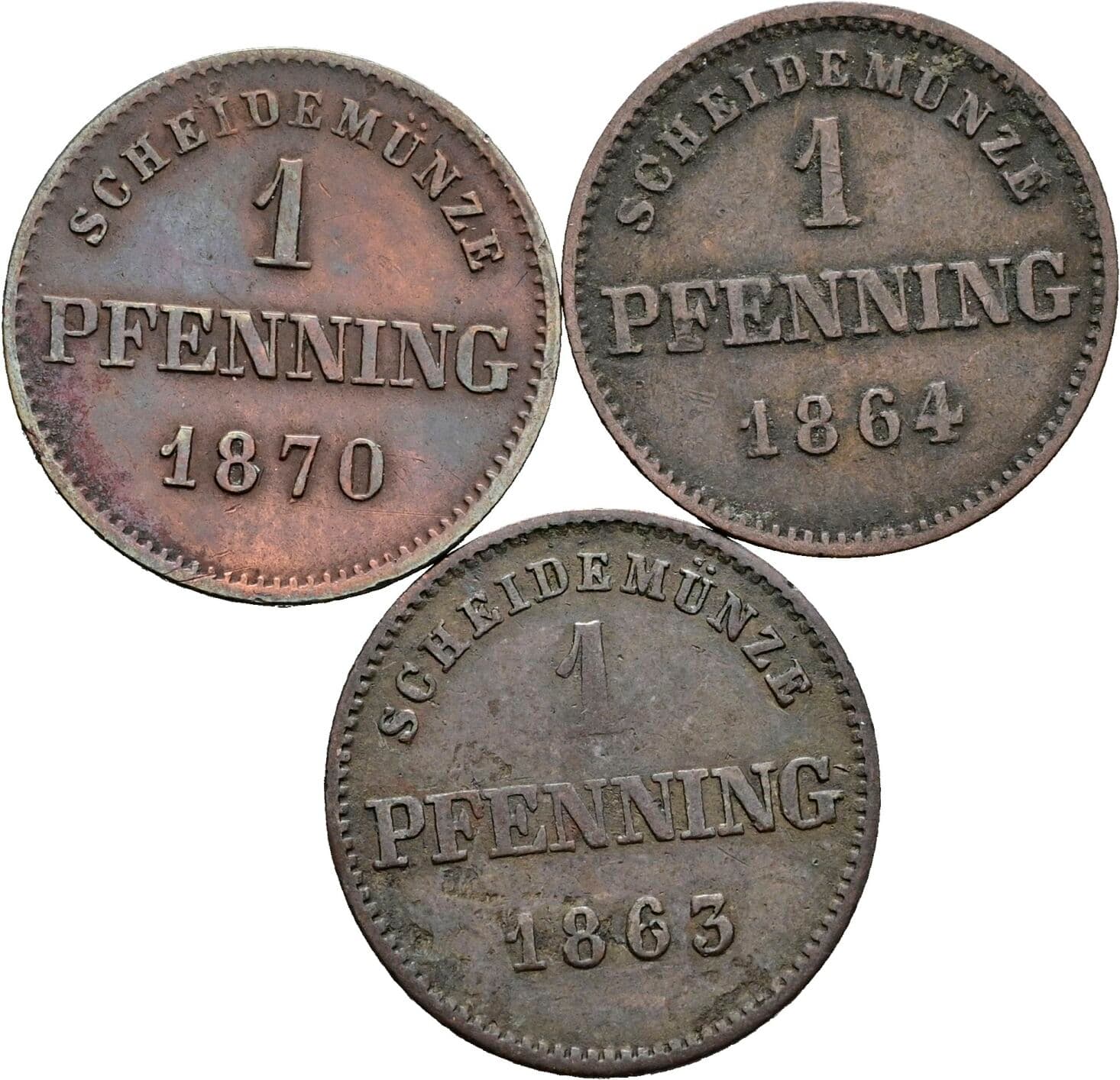 Lot 3 Stück 1 Pfennig