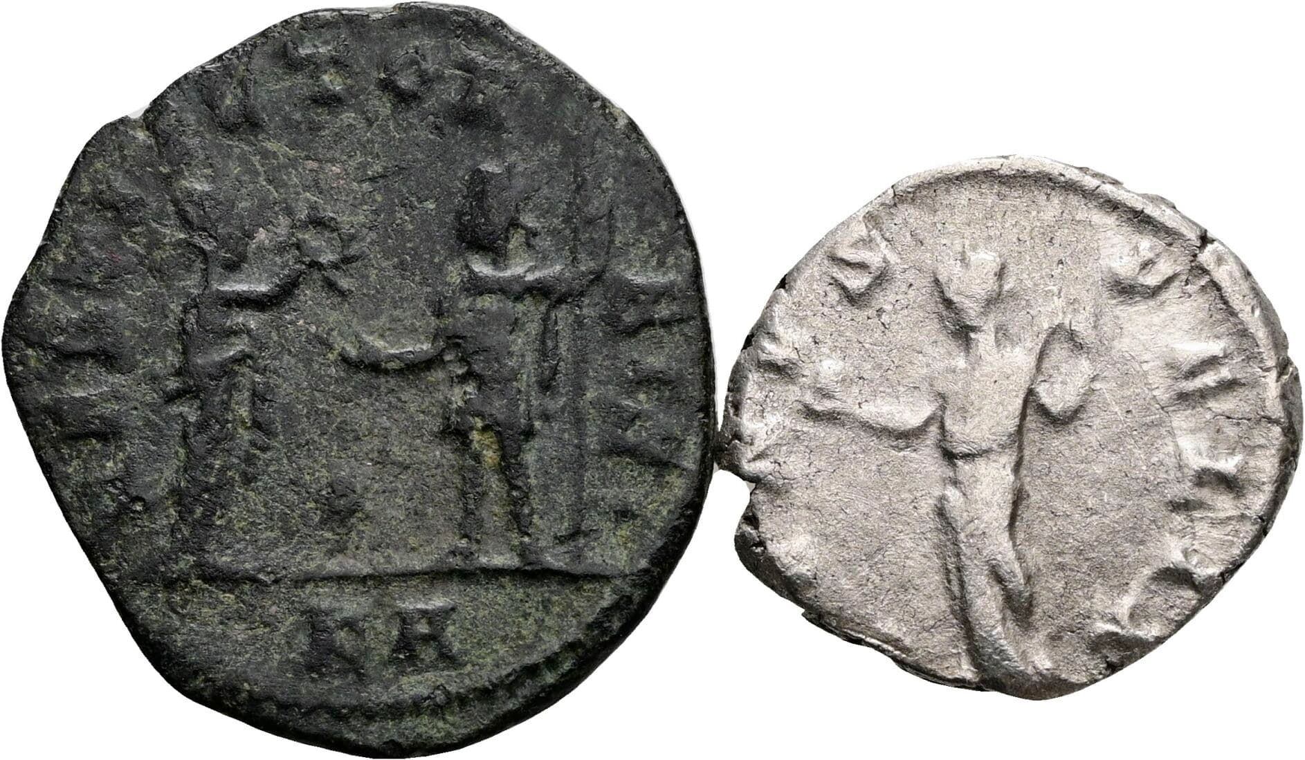 Lot 2 Stück Münzen Julia Domna (+217) und Aurelianus (270-275) – Rückseite