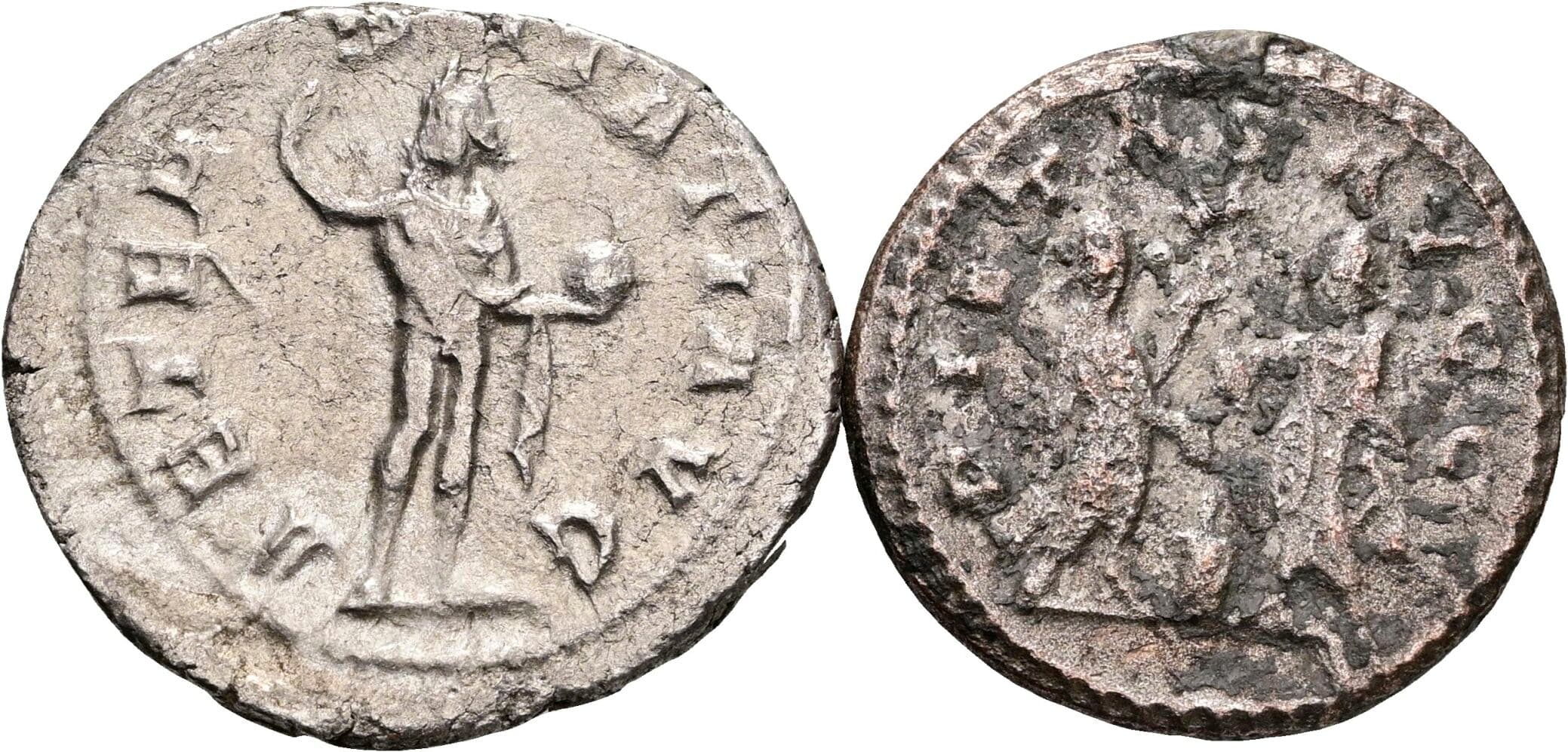 2x Antoniniane Gordianus III. Pius 238-244, Valerianus I. 253-260 – Rückseite