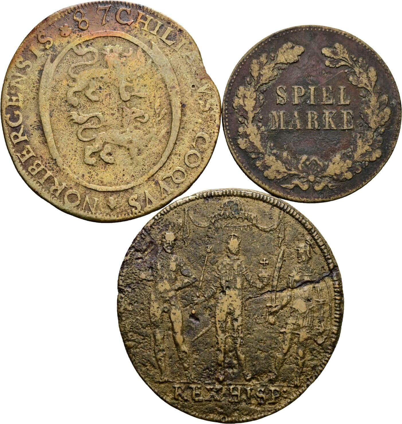 Lot 3 Stück Spielmarke, Rechenpfennig – Vorderseite