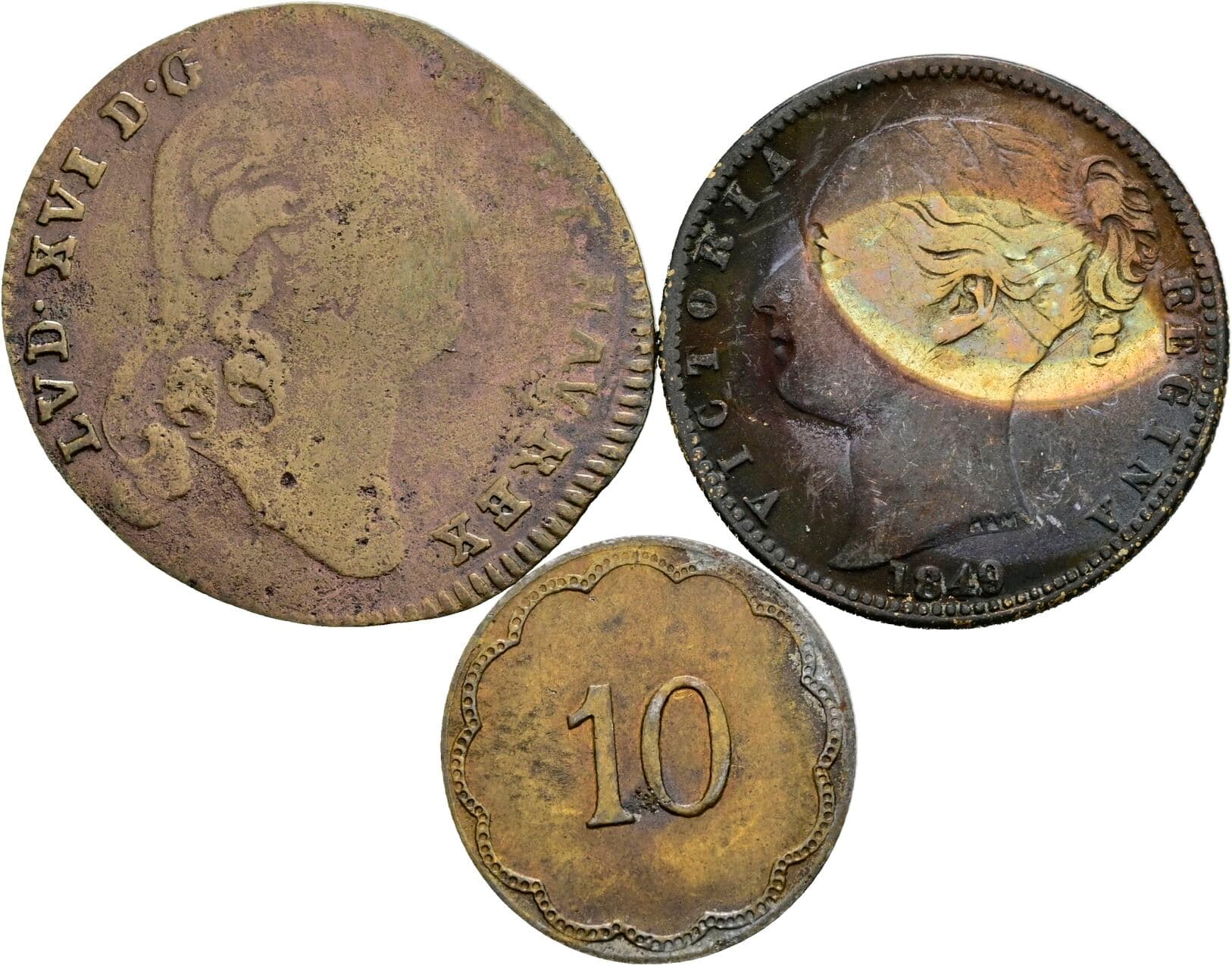 Lot 3 Stück Jetons, Rechenpfennig