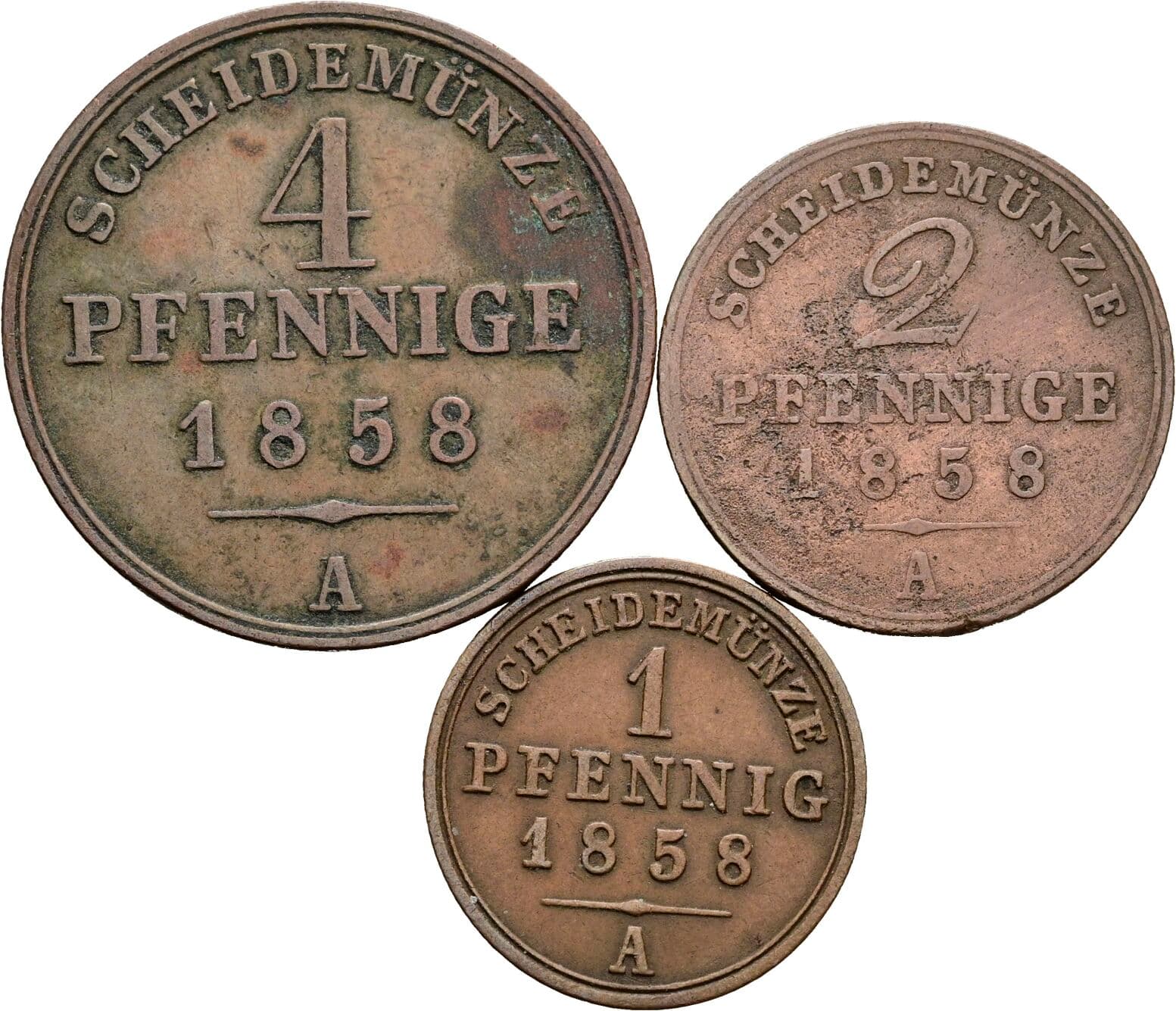 Lot 3 Stück Pfennig – Vorderseite