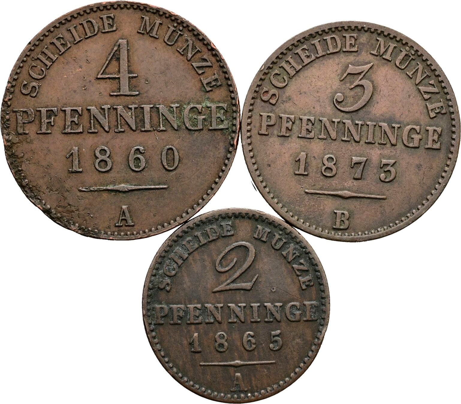 Lot 3 Stück Pfennig – Vorderseite