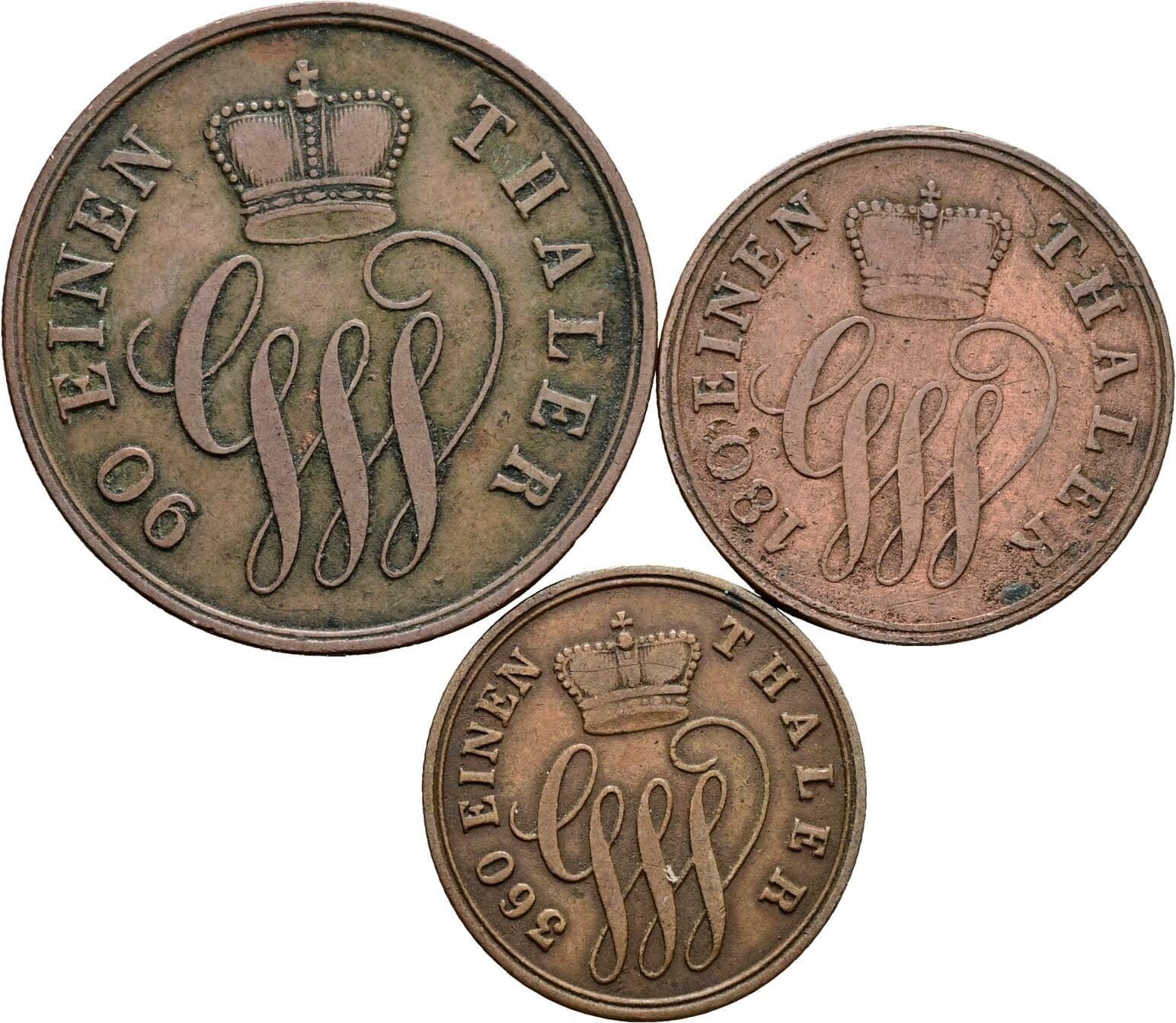 Lot 3 Stück Pfennig – Rückseite