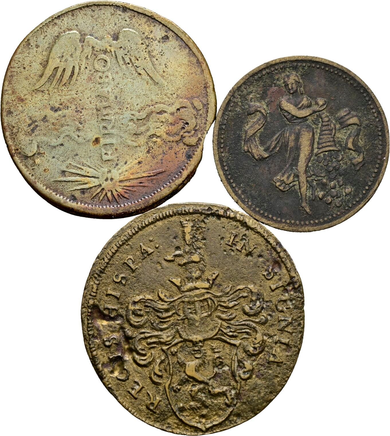 Lot 3 Stück Spielmarke, Rechenpfennig – Rückseite