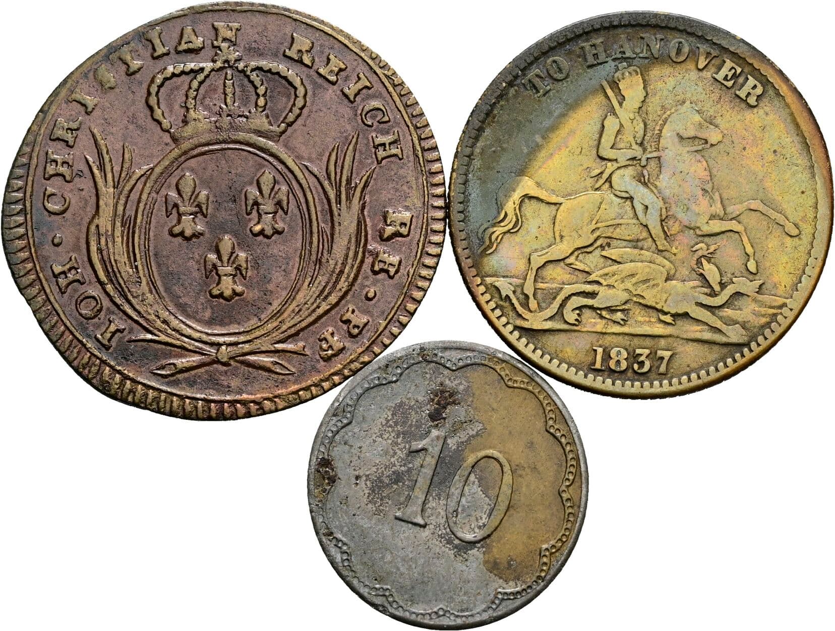 Lot 3 Stück Jetons, Rechenpfennig