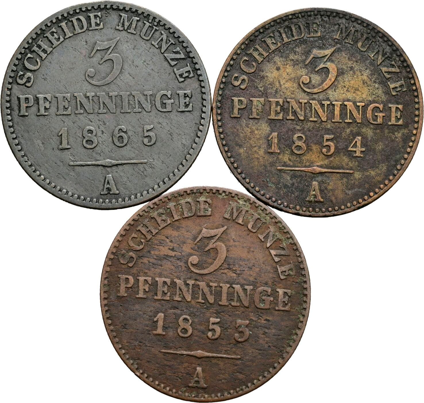 Lot 3 Stück 3 Pfennige