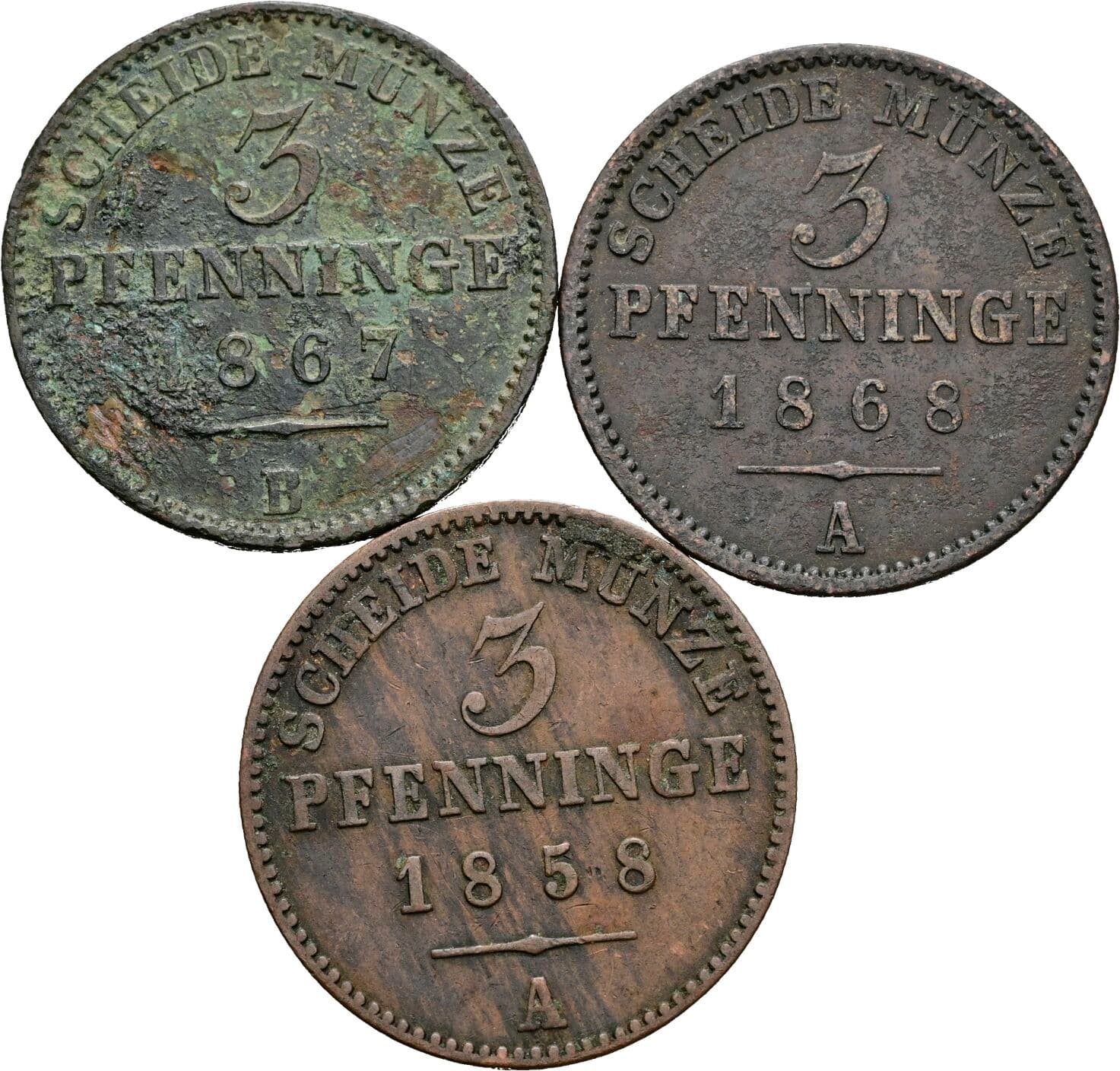 Lot 3 Stück 3 Pfennige