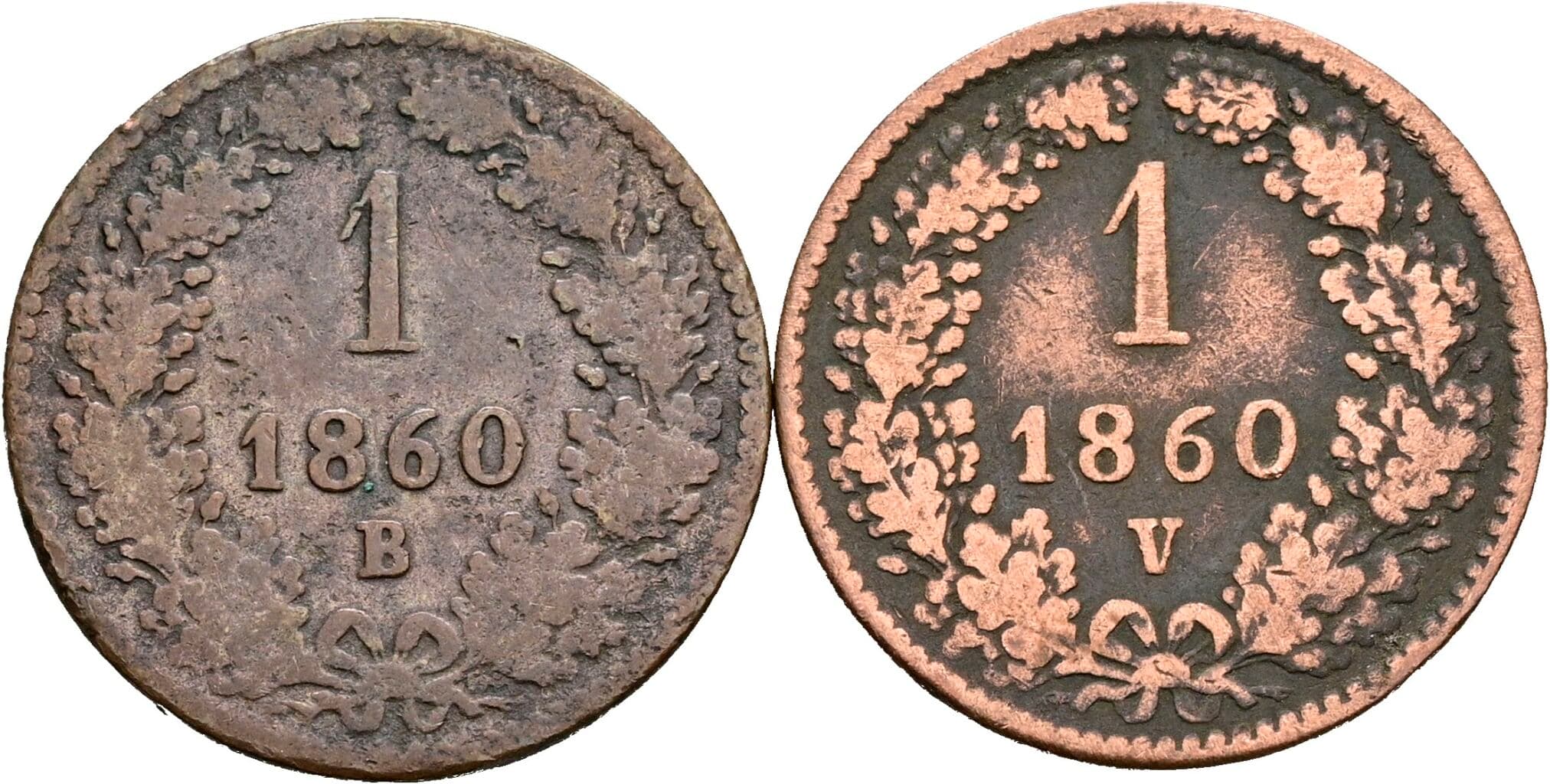 Lot 2 Stück 1 Kreuzer Franz Joseph I. 1848-1916 – Vorderseite