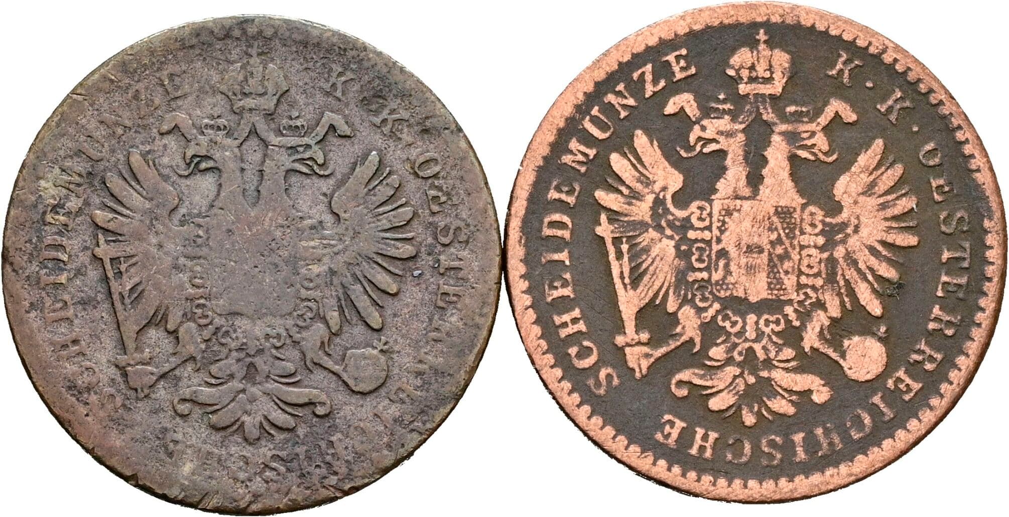 Lot 2 Stück 1 Kreuzer Franz Joseph I. 1848-1916 – Rückseite