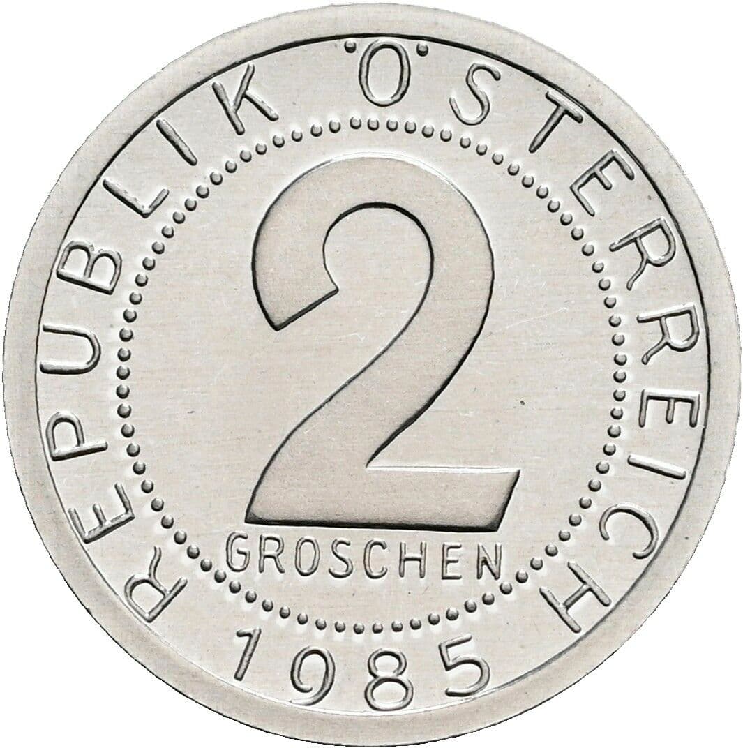 2 Groschen 1985 – Vorderseite
