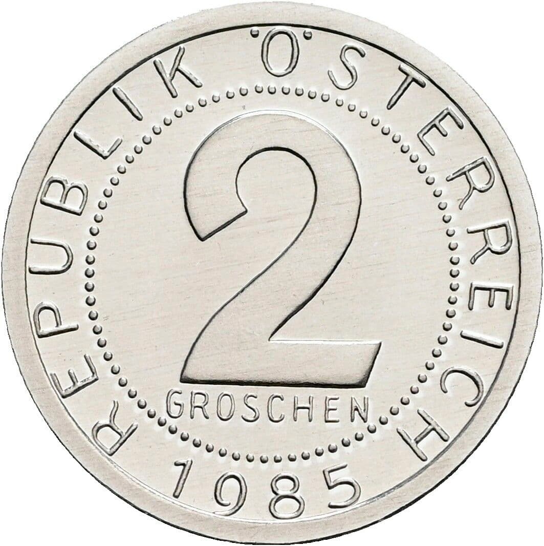 2 Groschen 1985 – Vorderseite