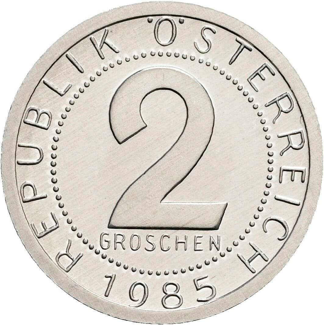 2 Groschen 1985 – Vorderseite
