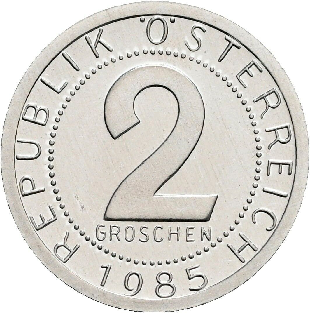2 Groschen 1985 – Vorderseite