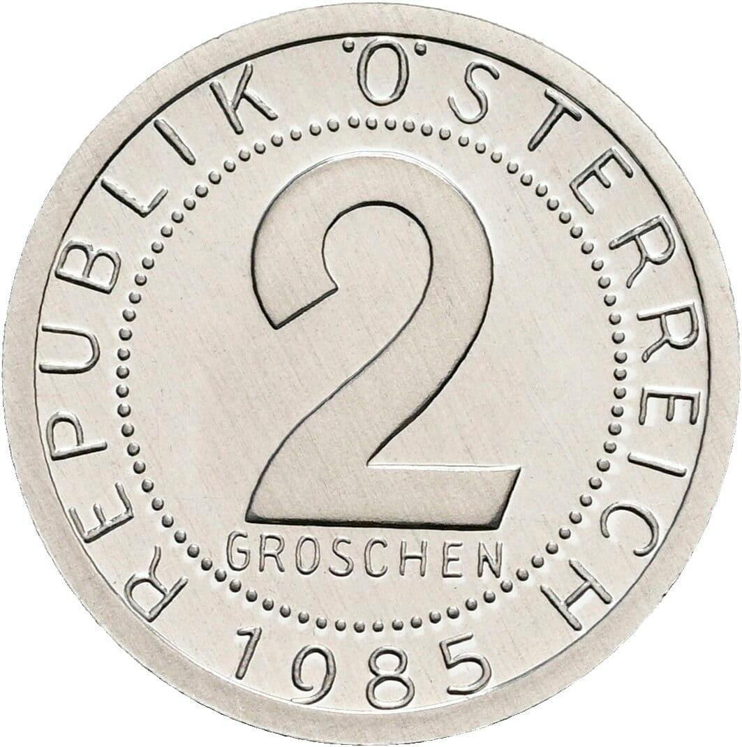 2 Groschen 1985 – Vorderseite