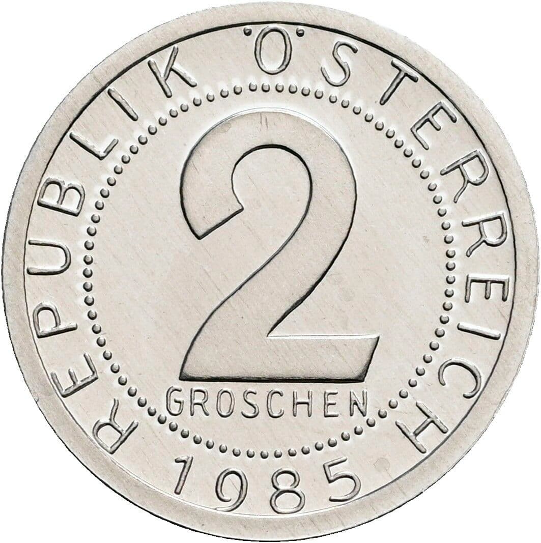 2 Groschen 1985 – Vorderseite