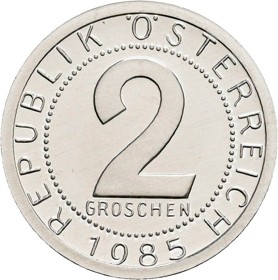 2 Groschen 1985 – Vorderseite