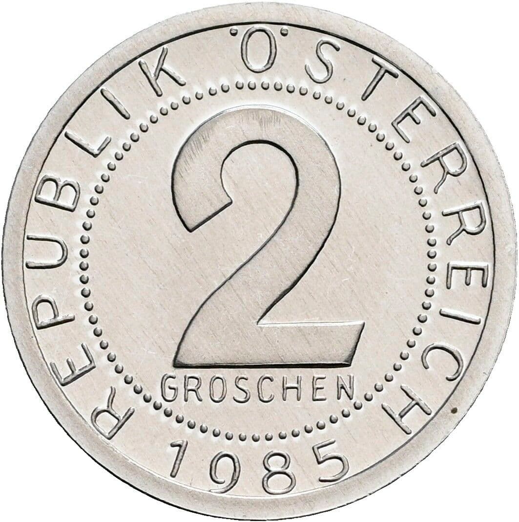 2 Groschen 1985 – Vorderseite