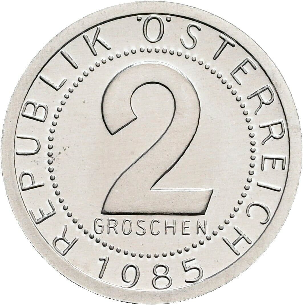 2 Groschen 1985 – Vorderseite