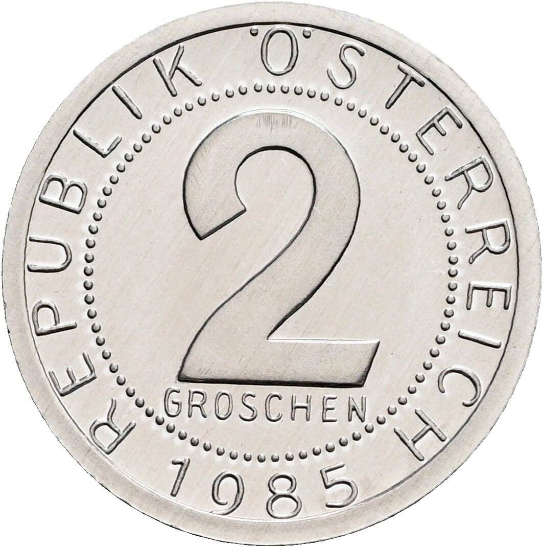 2 Groschen 1985 – Vorderseite