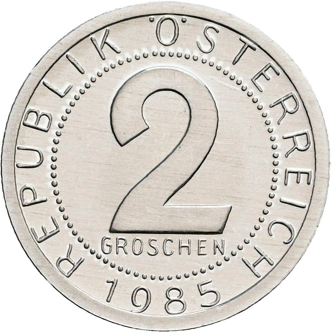 2 Groschen 1985 – Vorderseite