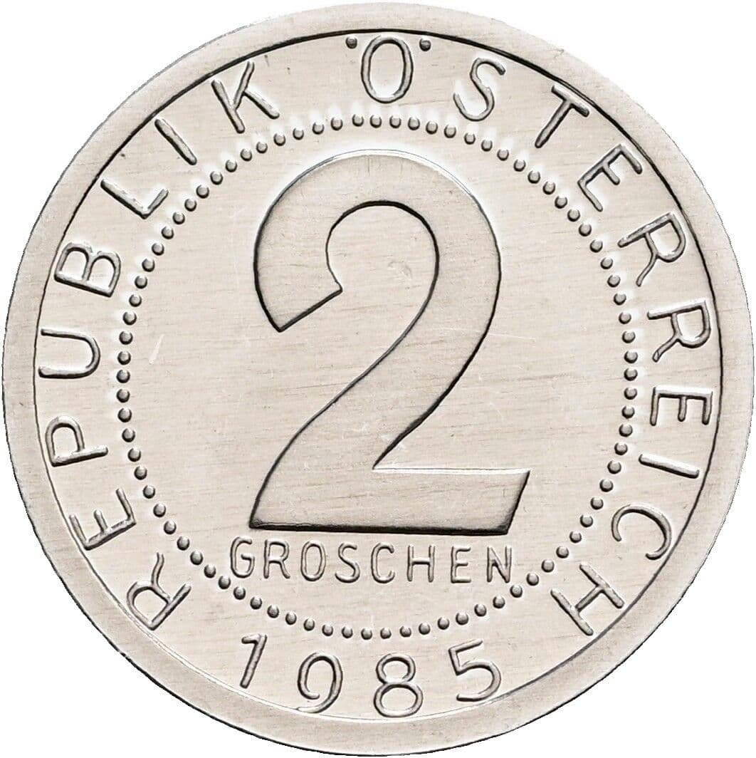2 Groschen 1985 – Vorderseite