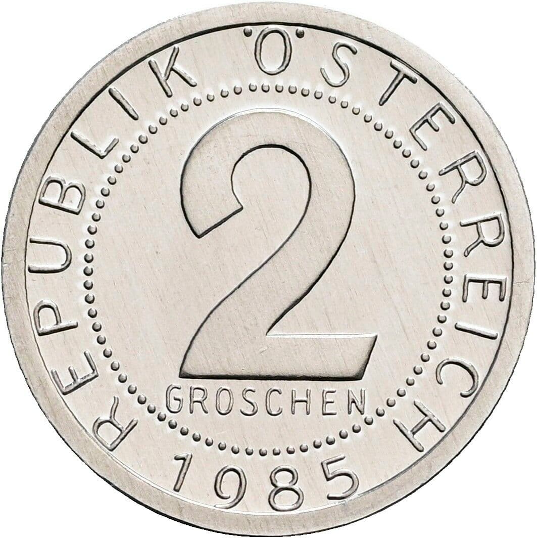 2 Groschen 1985 – Vorderseite