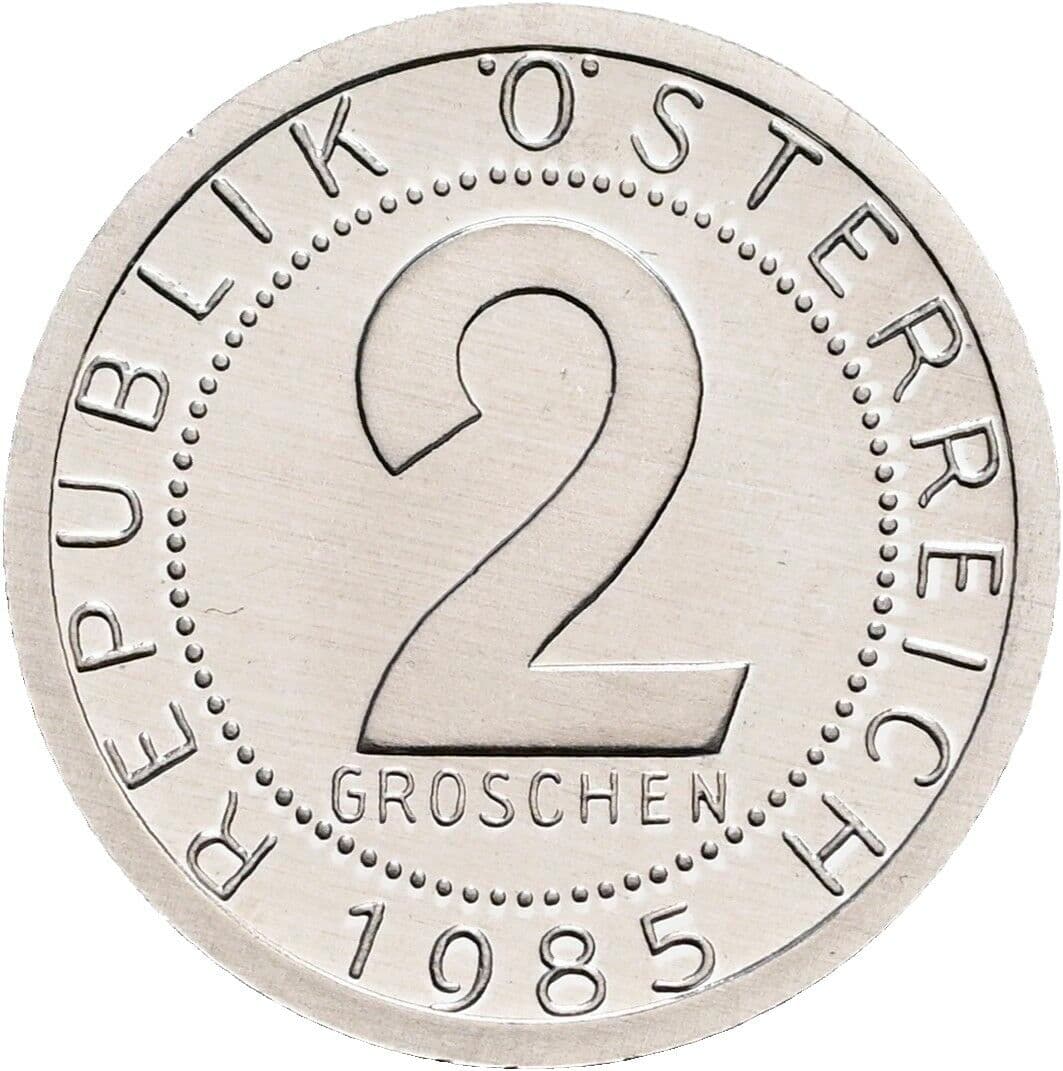 2 Groschen 1985 – Vorderseite