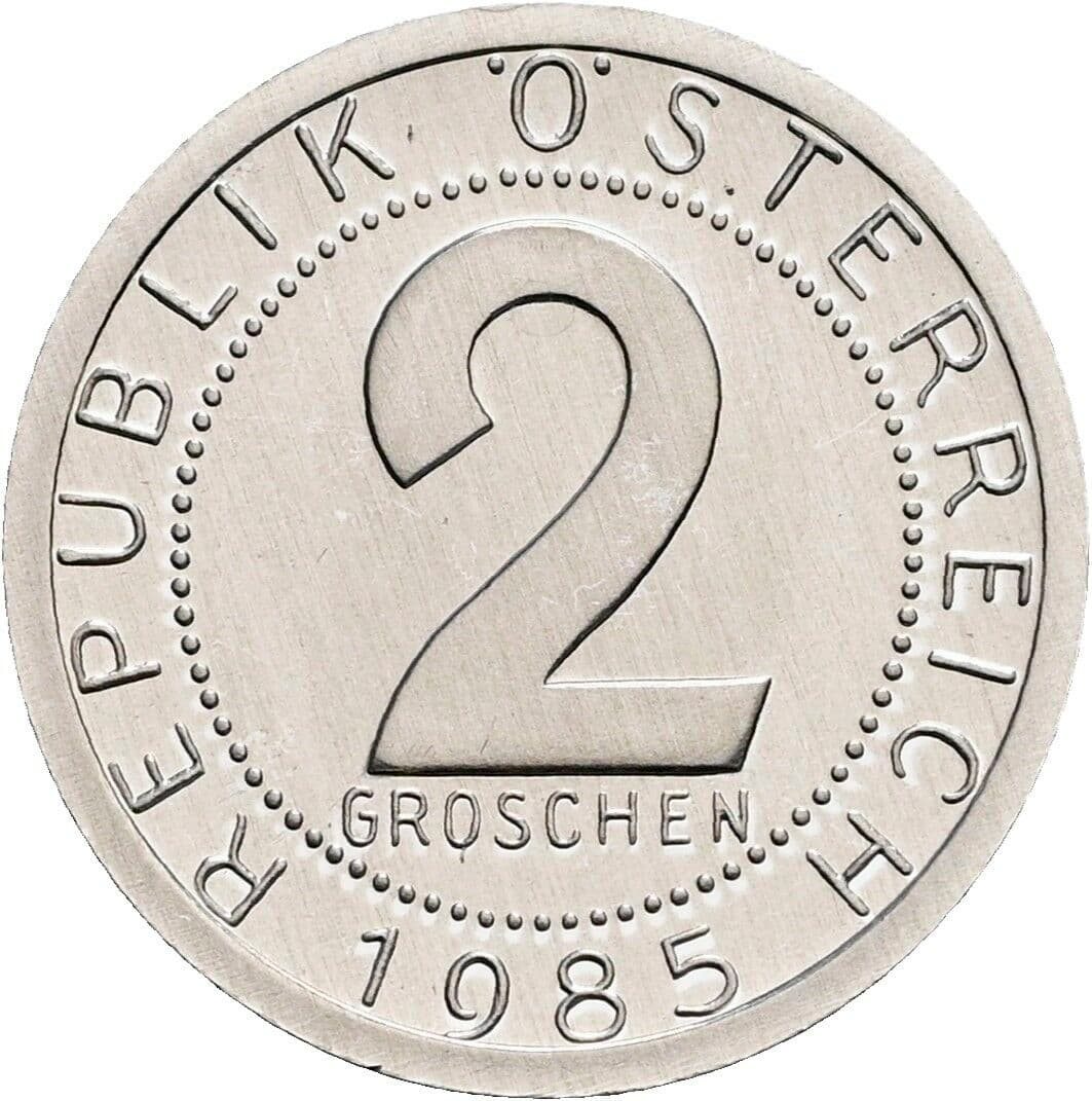 2 Groschen 1985 – Vorderseite