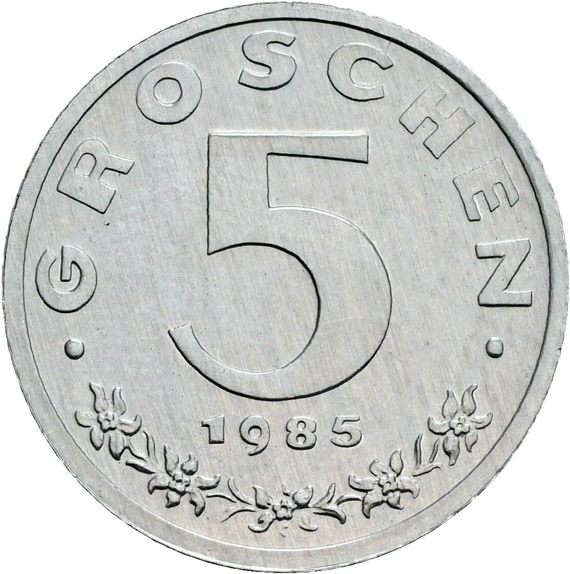 5 Groschen 1985 – Vorderseite