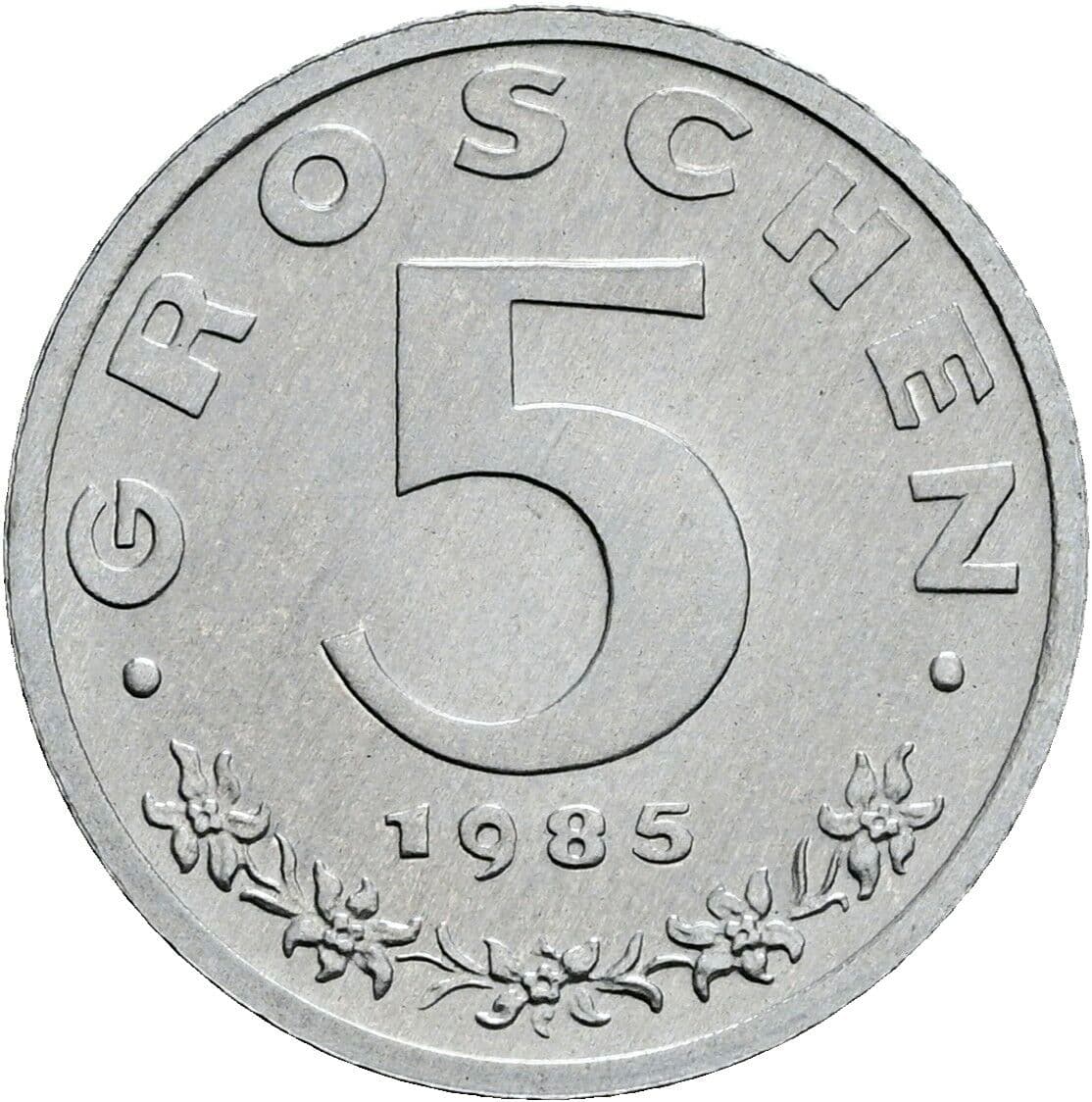 5 Groschen 1985 – Vorderseite