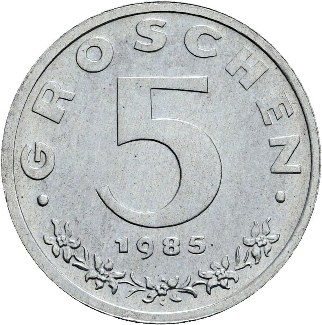 5 Groschen 1985 – Vorderseite