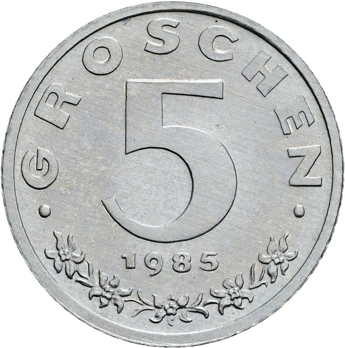 5 Groschen 1985 – Vorderseite