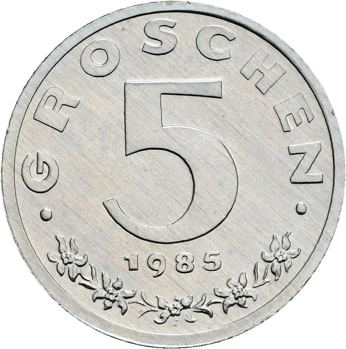 5 Groschen 1985 – Vorderseite
