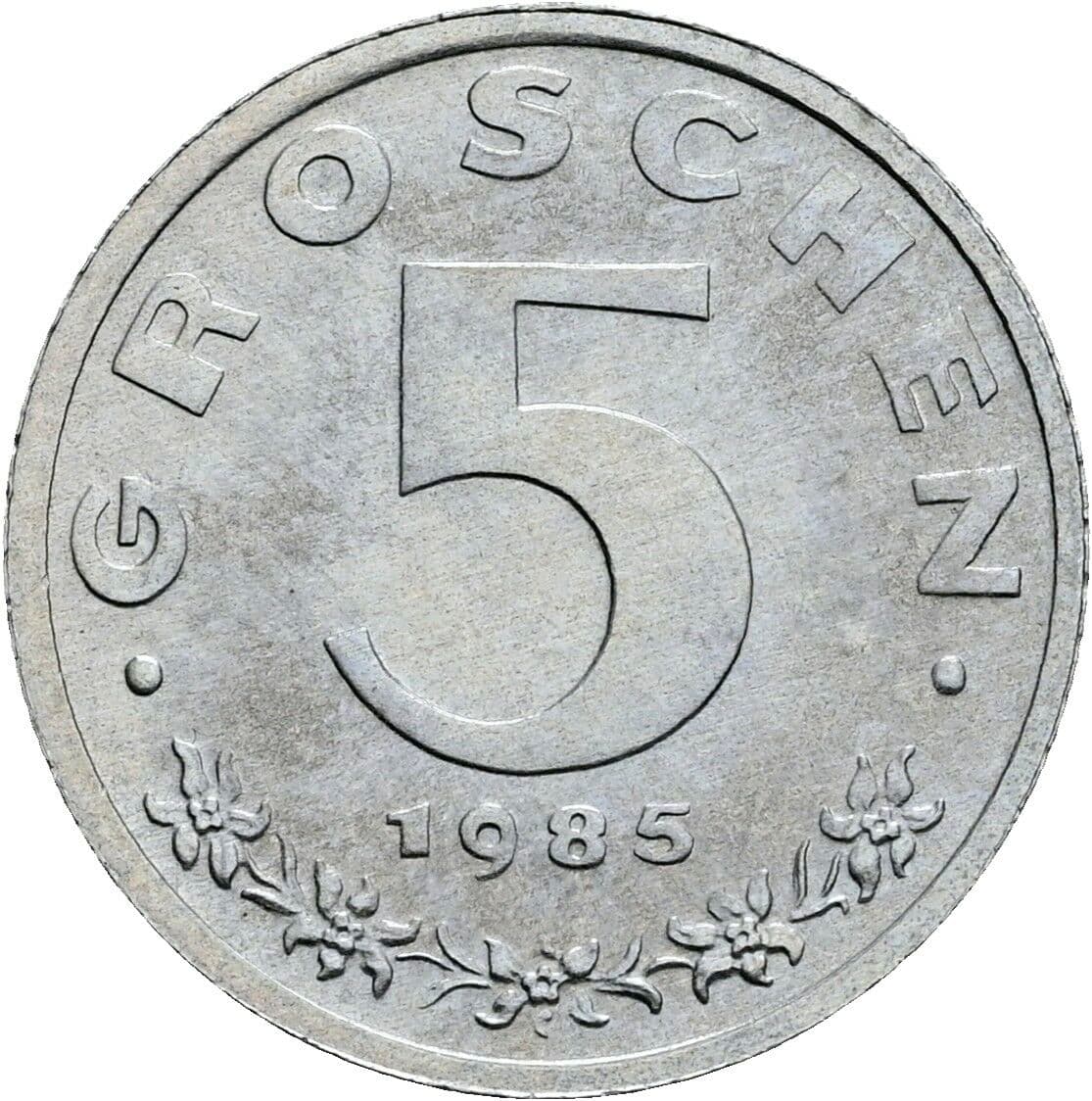 5 Groschen 1985 – Vorderseite
