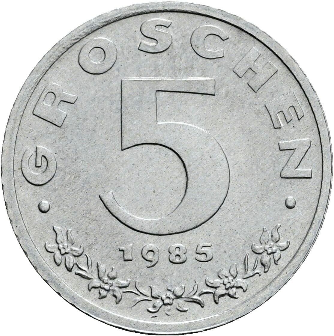 5 Groschen 1985 – Vorderseite